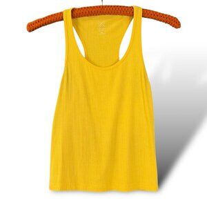 Pacsun Tank Womens Sz XS Yellow Racer Back Ribbed Crop Scoop Neck Stretch Top